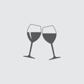 Two glasses of wine or champagne. Cheers icon. Vector illustration Royalty Free Stock Photo